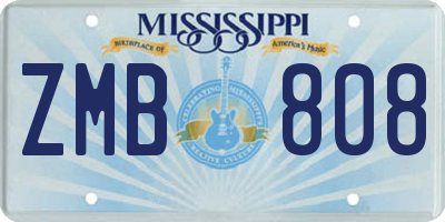 MS license plate ZMB808