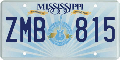 MS license plate ZMB815