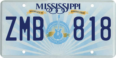 MS license plate ZMB818