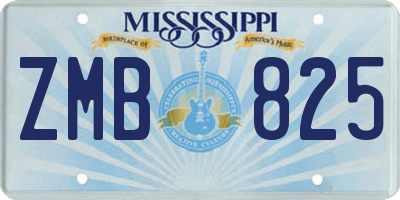 MS license plate ZMB825