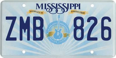 MS license plate ZMB826