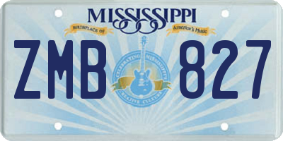 MS license plate ZMB827