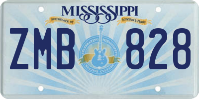 MS license plate ZMB828