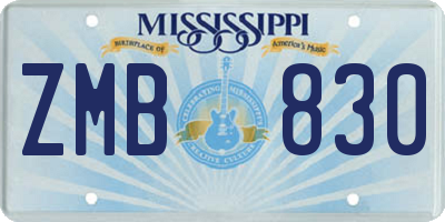 MS license plate ZMB830