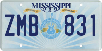 MS license plate ZMB831
