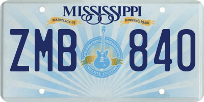 MS license plate ZMB840