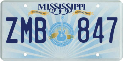 MS license plate ZMB847