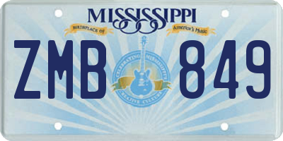 MS license plate ZMB849