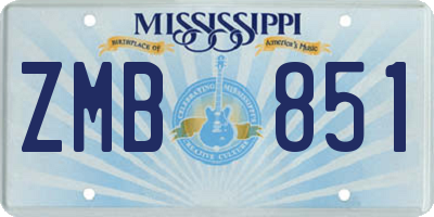 MS license plate ZMB851