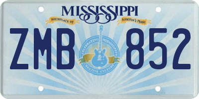 MS license plate ZMB852
