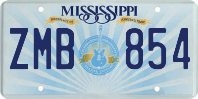 MS license plate ZMB854