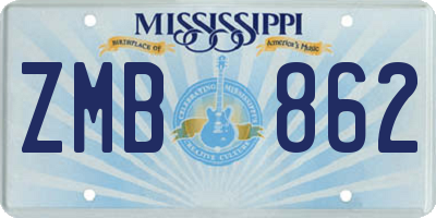 MS license plate ZMB862