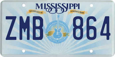MS license plate ZMB864