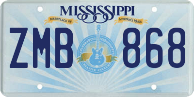 MS license plate ZMB868