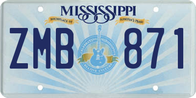 MS license plate ZMB871