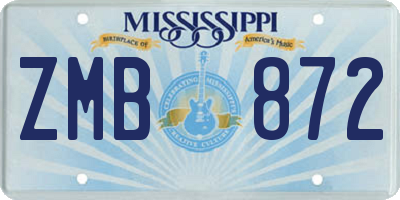 MS license plate ZMB872
