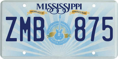 MS license plate ZMB875