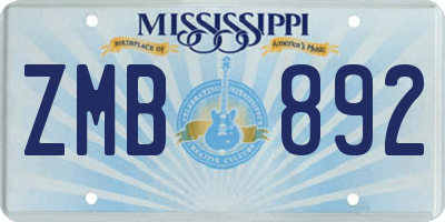 MS license plate ZMB892