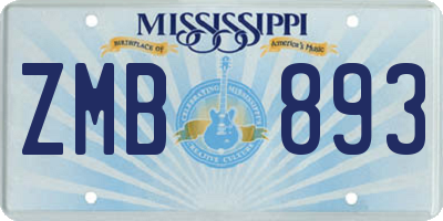 MS license plate ZMB893