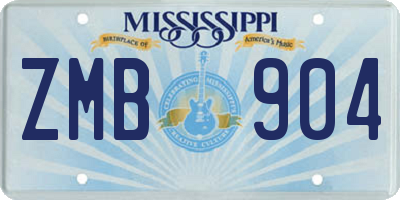 MS license plate ZMB904