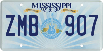 MS license plate ZMB907