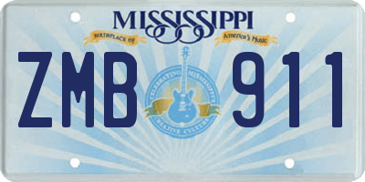 MS license plate ZMB911