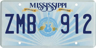 MS license plate ZMB912
