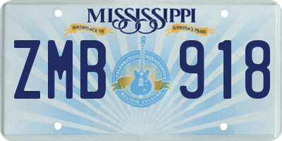 MS license plate ZMB918