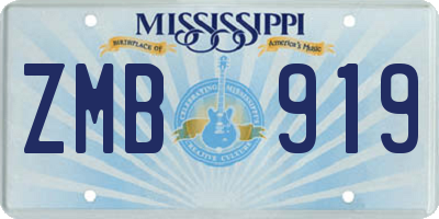MS license plate ZMB919