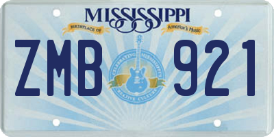 MS license plate ZMB921