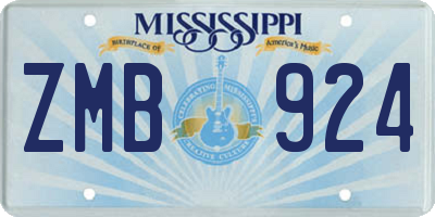 MS license plate ZMB924