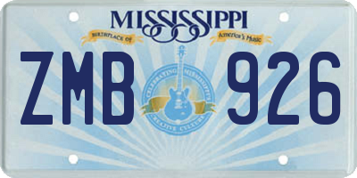 MS license plate ZMB926