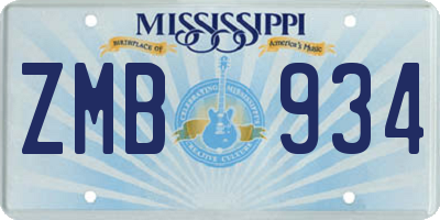 MS license plate ZMB934