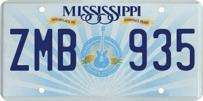 MS license plate ZMB935