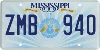 MS license plate ZMB940