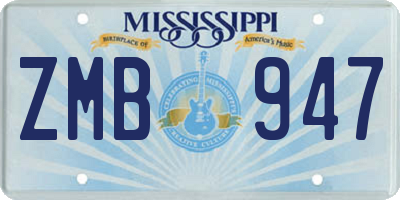 MS license plate ZMB947