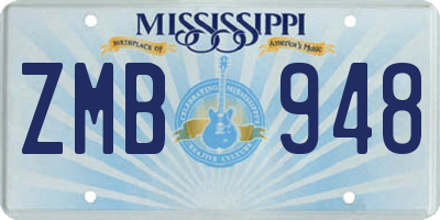 MS license plate ZMB948