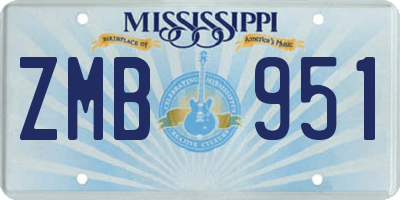 MS license plate ZMB951