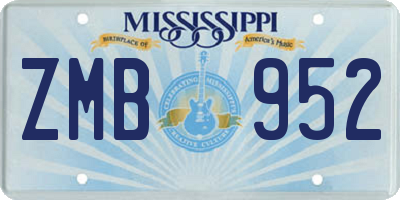 MS license plate ZMB952