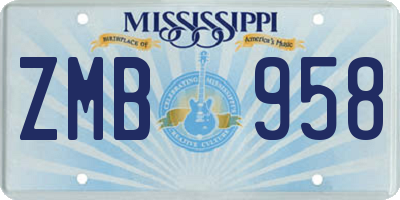 MS license plate ZMB958