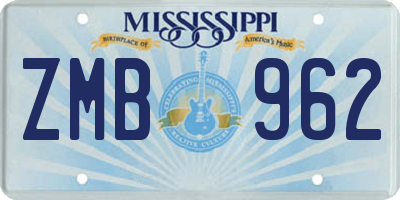MS license plate ZMB962