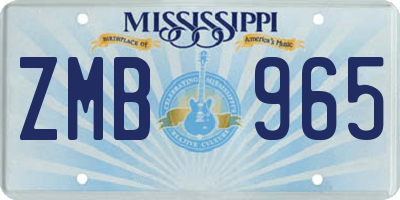 MS license plate ZMB965