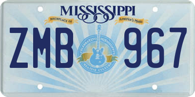 MS license plate ZMB967