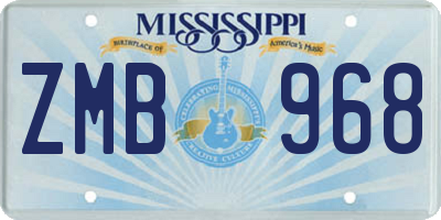 MS license plate ZMB968