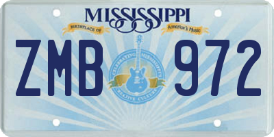 MS license plate ZMB972