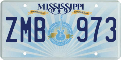 MS license plate ZMB973