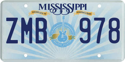 MS license plate ZMB978