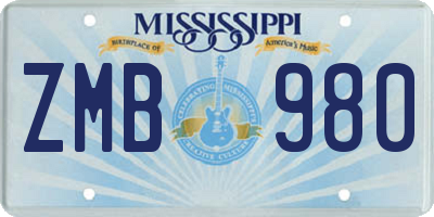 MS license plate ZMB980