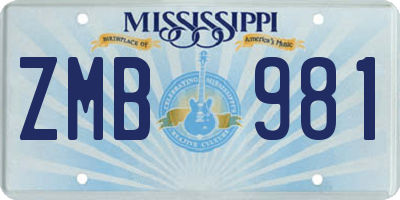 MS license plate ZMB981
