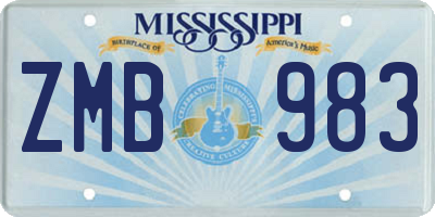 MS license plate ZMB983